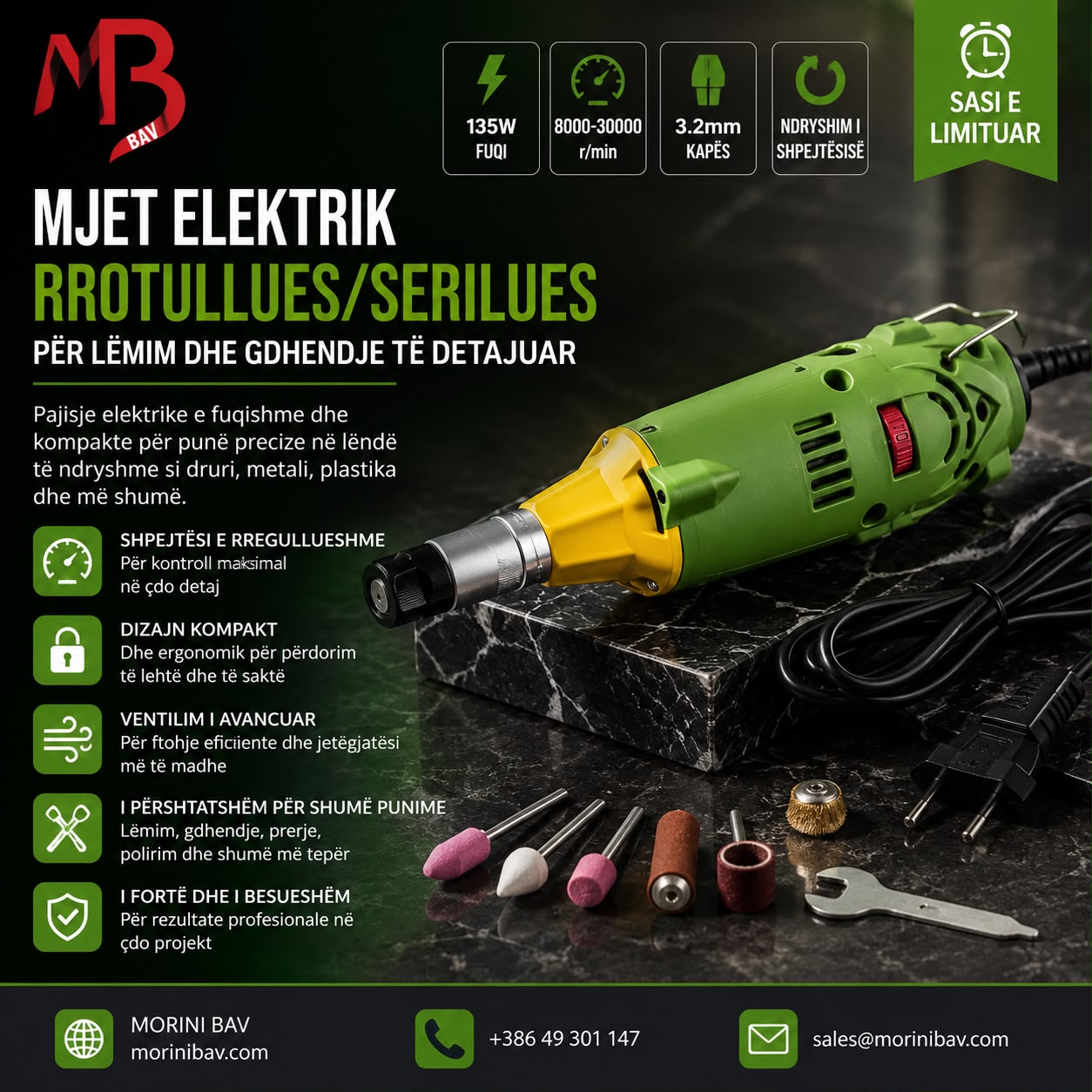 Mjet Elektrik Rrotullues / Serilues (135W)